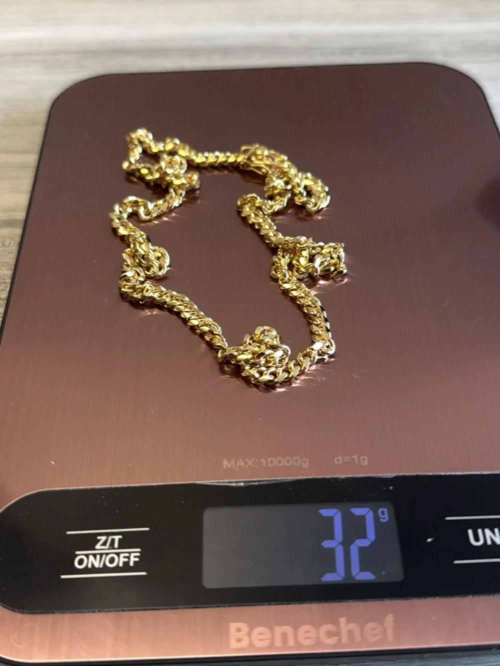 Heavy 32g Italian .925 Silver Cuban Link - 4.8MM Thick Gold Finish